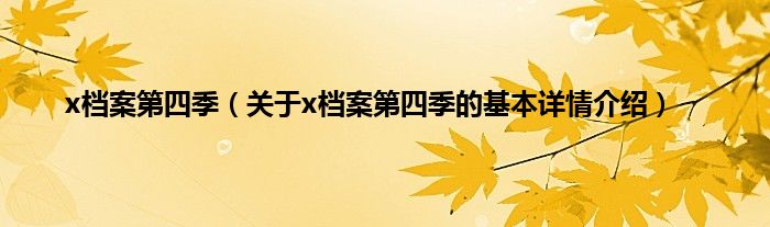 x档案第四季（关于x档案第四季的基本详情介绍）