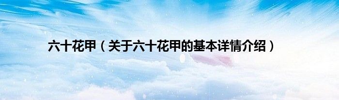 六十花甲（关于六十花甲的基本详情介绍）