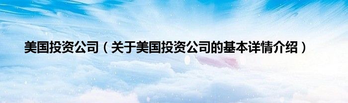 美国投资公司（关于美国投资公司的基本详情介绍）