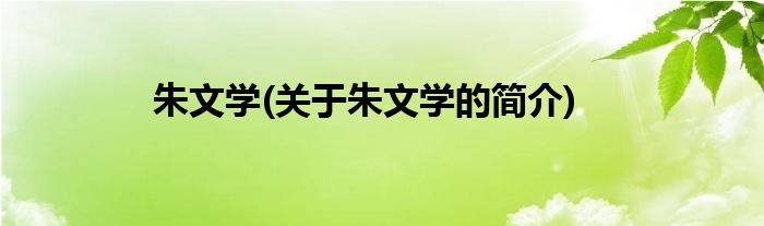 朱文学(关于朱文学的简介)