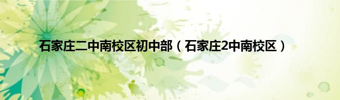 石家庄二中南校区初中部（石家庄2中南校区）