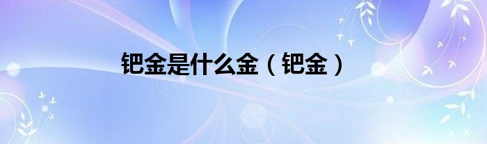 钯金是什么金（钯金）