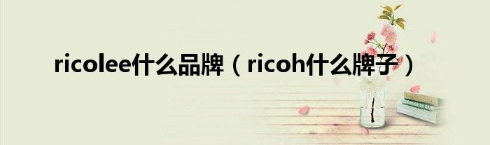 ricolee什么品牌（ricoh什么牌子）