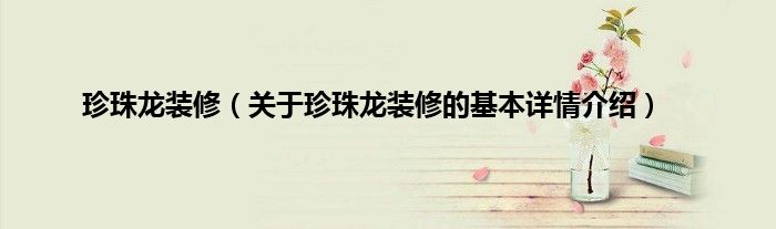 珍珠龙装修（关于珍珠龙装修的基本详情介绍）