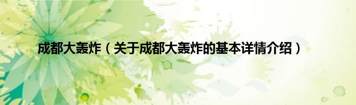 成都大轰炸（关于成都大轰炸的基本详情介绍）