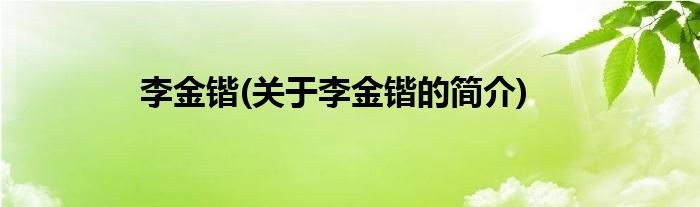 李金锴(关于李金锴的简介)