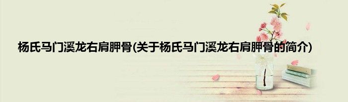 杨氏马门溪龙右肩胛骨(关于杨氏马门溪龙右肩胛骨的简介)