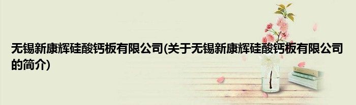 无锡新康辉硅酸钙板有限公司(关于无锡新康辉硅酸钙板有限公司的简介)