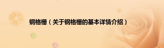 钢格栅（关于钢格栅的基本详情介绍）