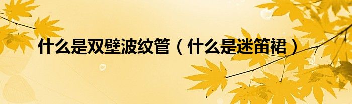 什么是双壁波纹管（什么是迷笛裙）