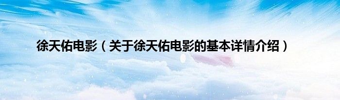 徐天佑电影（关于徐天佑电影的基本详情介绍）