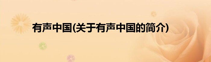 有声中国(关于有声中国的简介)