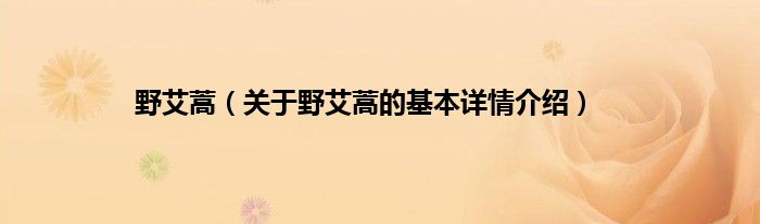 野艾蒿（关于野艾蒿的基本详情介绍）