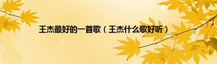 王杰最好的一首歌（王杰什么歌好听）